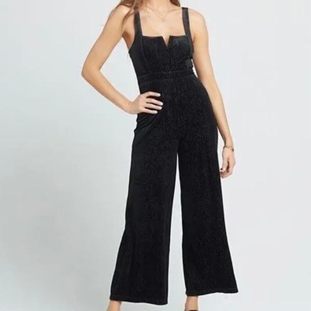 L Space Vera Jumpsuit Velvet Metallic Wide leg  Size Small Gothic Witchy